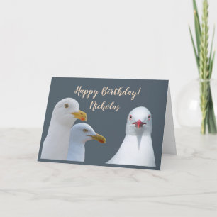 Custom Birthday Humor From all Us Flock Seagulls Card