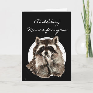 Custom Birthday Kissed for Friend Cute Racoon Card