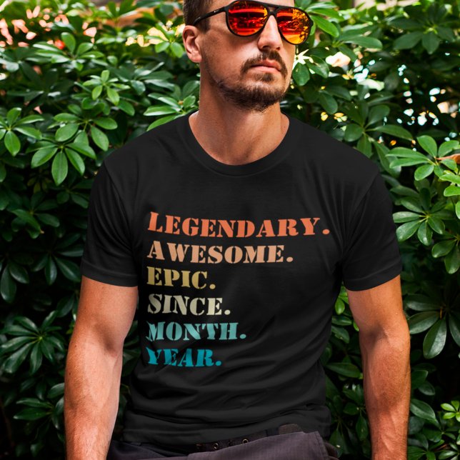 Custom Birthday Month And Year With Retro Text T-Shirt (Creator Uploaded)