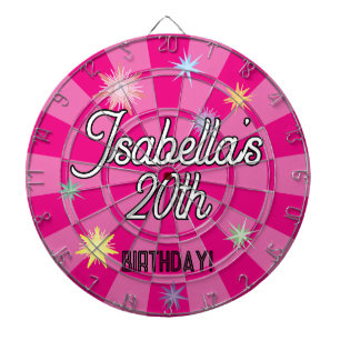 CUSTOM Birthday Name Years Colourful Stars Hot Pin Dartboard