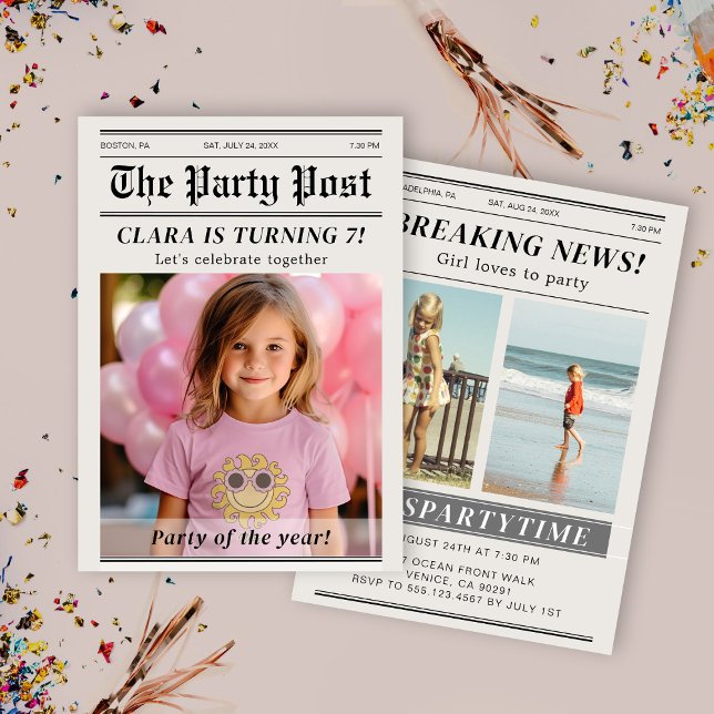 Custom Birthday Newspaper Magazine Cover Invitatio Invitation (Creator Uploaded)
