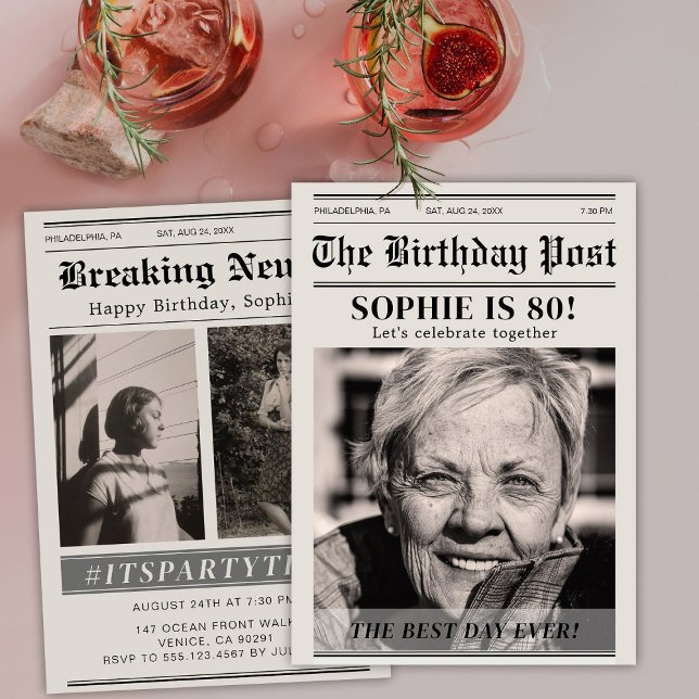 Custom Birthday Newspaper Magazine Cover Invitation (Creator Uploaded)