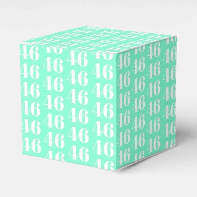 Custom birthday number Gift Favour Box aqua white (Front Side)
