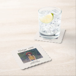 Custom Birthday Party Decor Vintage Baby Photo Paper Coaster