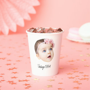 Custom birthday party decorations with face Vintag Paper Cups