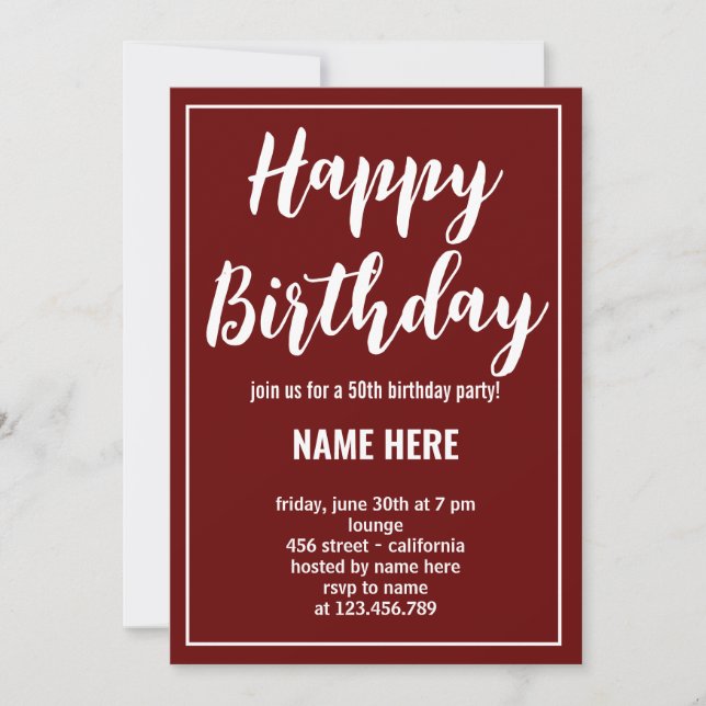 CUSTOM BIRTHDAY PARTY EVENTS INVITATION (Front)