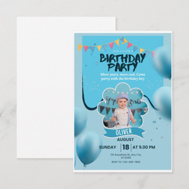  Custom Birthday Party Invitation Card | (Front/Back)