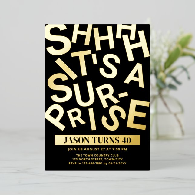 Custom Birthday Party Invite, Jumbled Surprise (Standing Front)