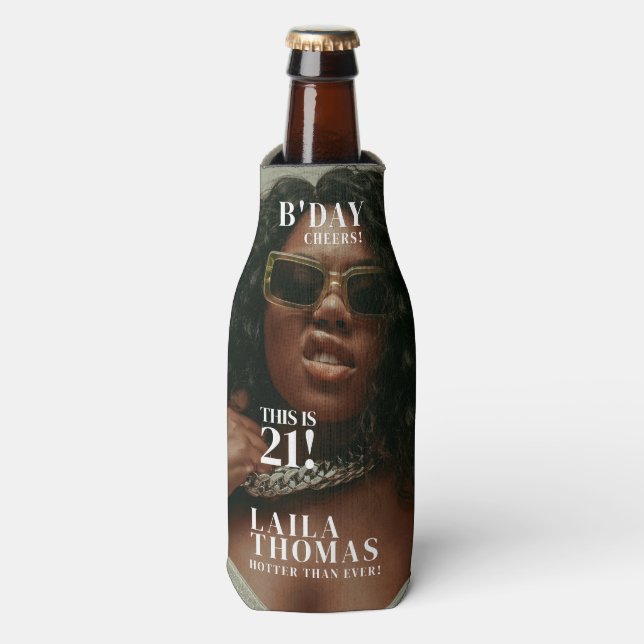 Custom Birthday Party Magazine Cover Cheers Bottle Cooler (Bottle Front)