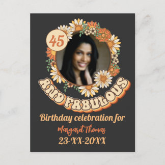 Custom Birthday Party Matching Group floral groovy Invitation Postcard