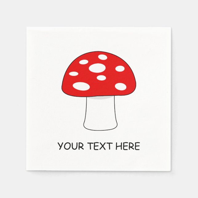 Custom Birthday party napkins with red mushroom (Front)