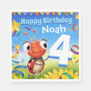 Custom Birthday Party paper napkin boy 4yrs old