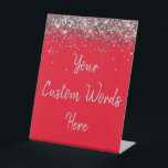 Custom Birthday Party Personalised Your Text Here  Pedestal Sign<br><div class="desc">custom birthday party pedestal sign,  sweet 16 quinceanera 40th 50th,  glitter wedding reception gift table,  personalised anniversary 30th 21st 15th,  bachelorette sixteen 16th bridal 20th,  twenty-fifth 25th twenty first daughter,  girl wife twinkle sparkle granddaughter,  grandson son boy 5th fifth,  10th 80th 18th hen night,  red silver for baby shower</div>