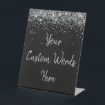 Custom Birthday Party Personalised Your Text Here  Pedestal Sign<br><div class="desc">custom birthday party pedestal sign,  sweet 16 quinceanera 40th 50th,  glitter wedding reception gift table,  personalised anniversary 30th 21st 15th,  bachelorette sixteen 16th bridal 20th,  twenty-fifth 25th twenty first daughter,  girl wife twinkle sparkle granddaughter,  grandson son boy 5th fifth,  10th 80th 18th hen night,  black silver for baby shower</div>