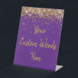 Custom Birthday Party Personalised Your Text Here  Pedestal Sign<br><div class="desc">custom birthday party pedestal sign, sweet 16 quinceanera 40th 50th, glitter wedding reception gift table, personalised anniversary 30th 21st 15th, bachelorette sixteen 16th bridal 20th, twenty-fifth 25th twenty first daughter, girl wife twinkle sparkle granddaughter, grandson son boy 5th fifth, 10th 80th 18th hen night , purple gold for baby shower,...</div>