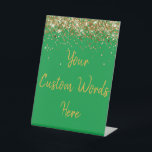 Custom Birthday Party Personalised Your Text Here  Pedestal Sign<br><div class="desc">custom birthday party pedestal sign,  sweet 16 quinceanera 40th 50th,  glitter wedding reception gift table,  personalised anniversary 30th 21st 15th,  bachelorette sixteen 16th bridal 20th,  twenty-fifth 25th twenty first daughter,  girl wife twinkle sparkle granddaughter,  grandson son boy 5th fifth,  10th 80th 18th hen night,  green gold for baby shower</div>