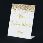 Custom Birthday Party Personalised Your Text Here  Pedestal Sign<br><div class="desc">custom birthday party pedestal sign,  sweet 16 quinceanera 40th 50th,  glitter wedding reception gift table,  personalised anniversary 30th 21st 15th,  bachelorette sixteen 16th bridal 20th,  twenty-fifth 25th twenty first daughter,  girl wife twinkle sparkle granddaughter,  grandson son boy 5th fifth,  10th 80th 18th hen night,  white gold for baby shower</div>