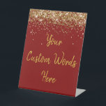 Custom Birthday Party Personalised Your Text Here  Pedestal Sign<br><div class="desc">custom birthday party pedestal sign,  sweet 16 quinceanera 40th 50th,  glitter wedding reception gift table,  personalised anniversary 30th 21st 15th,  bachelorette sixteen 16th bridal 20th,  twenty-fifth 25th twenty first daughter,  girl wife twinkle sparkle granddaughter,  grandson son boy 5th fifth,  10th 80th 18th hen night,  maroon gold for baby shower</div>