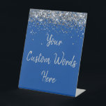 Custom Birthday Party Personalised Your Text Here  Pedestal Sign<br><div class="desc">custom birthday party pedestal sign,  sweet 16 quinceanera 40th 50th,  glitter wedding reception gift table,  personalised anniversary 30th 21st 15th,  bachelorette sixteen 16th bridal 20th,  twenty-fifth 25th twenty first daughter,  girl wife twinkle sparkle granddaughter,  grandson son boy 5th fifth,  10th 80th 18th hen night,  blue silver for baby shower</div>