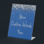 Custom Birthday Party Personalised Your Text Here  Pedestal Sign<br><div class="desc">custom birthday party pedestal sign,  sweet 16 quinceanera 40th 50th,  glitter wedding reception gift table,  personalised anniversary 30th 21st 15th,  bachelorette sixteen 16th bridal 20th,  twenty-fifth 25th twenty first daughter,  girl wife twinkle sparkle granddaughter,  grandson son boy 5th fifth,  10th 80th 18th hen night,  blue silver for baby shower</div>