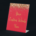 Custom Birthday Party Personalised Your Text Here  Pedestal Sign<br><div class="desc">custom birthday party pedestal sign,  sweet 16 quinceanera 40th 50th,  glitter wedding reception gift table,  personalised anniversary 30th 21st 15th,  bachelorette sixteen 16th bridal 20th,  twenty-fifth 25th twenty first daughter,  girl wife twinkle sparkle granddaughter,  grandson son boy 5th fifth,  10th 80th 18th hen night,  red gold for baby shower</div>