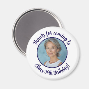 Custom Birthday Party Photo Name 50th Thank You Magnet
