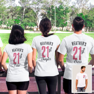 Custom Birthday Party Pink Matching Group Or Crew T-Shirt