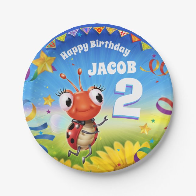 Custom Birthday Party plate boy 2yrs old (Front)
