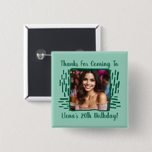 Custom Birthday Photo and Name Thank You Any Age 15 Cm Square Badge