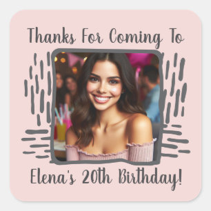 Custom Birthday Photo and Name Thank You Any Age Square Sticker