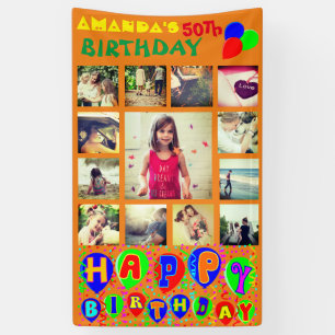 Custom birthday photo collage banner