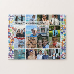 Custom birthday photo collage jigsaw puzzle