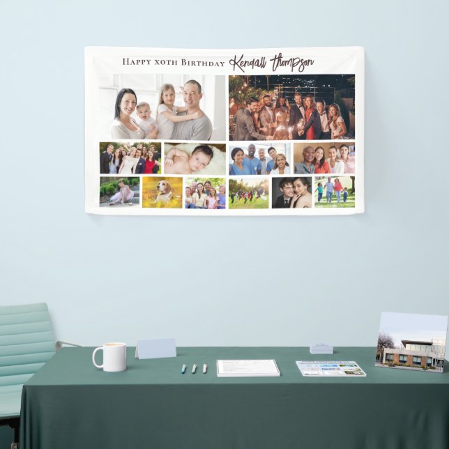 Custom Birthday Photo Collage Welcome Sign modern (Tradeshow)