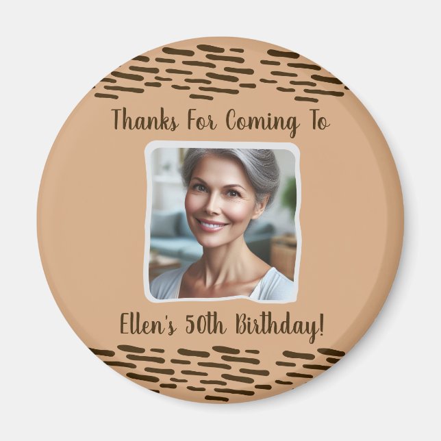 Custom Birthday Photo Name 50th Birthday Thank You Magnet (Front)