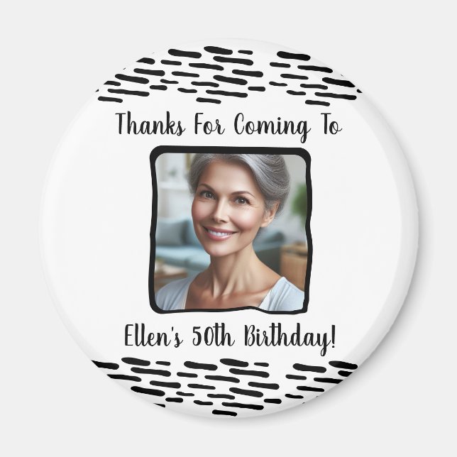 Custom Birthday Photo Name 50th Birthday Thank You Magnet (Front)