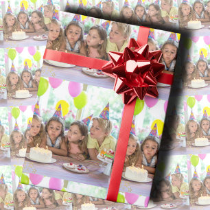 Custom Birthday Photo Wrapping Paper Sheet