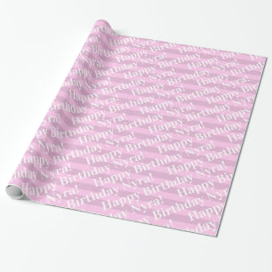 Custom Birthday Pink Stripe Personalised with Name Wrapping Paper