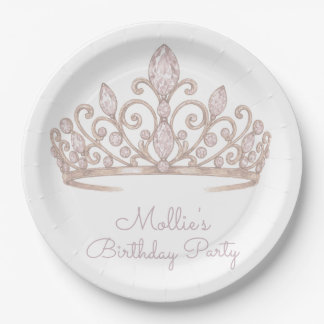 Custom Birthday Princess Blush Pink Paper Plate