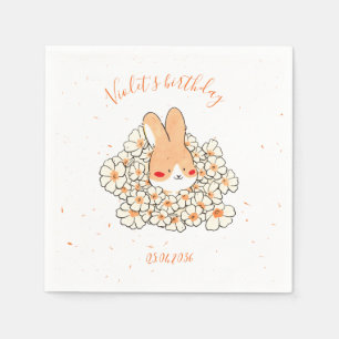 Custom birthday rabbit paper napkin