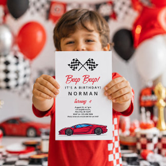 Custom Birthday Race Car for Boys Invitation