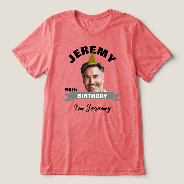 Custom Birthday Shirt with Name, Year & Photo (Design Front)