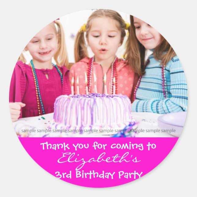 Custom Birthday sticker: My little girl's birthday Classic Round Sticker (Front)