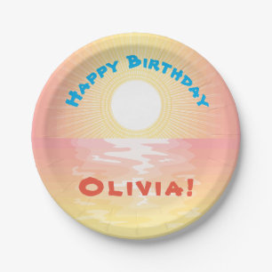 Custom Birthday Sunset Paper Plate