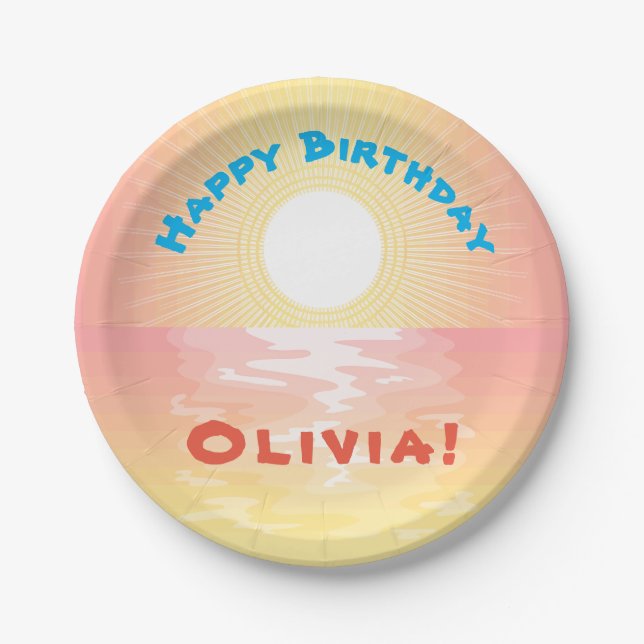 Custom Birthday Sunset Paper Plate (Front)