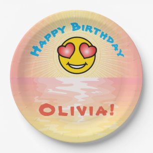 Custom Birthday Sunset Paper Plate