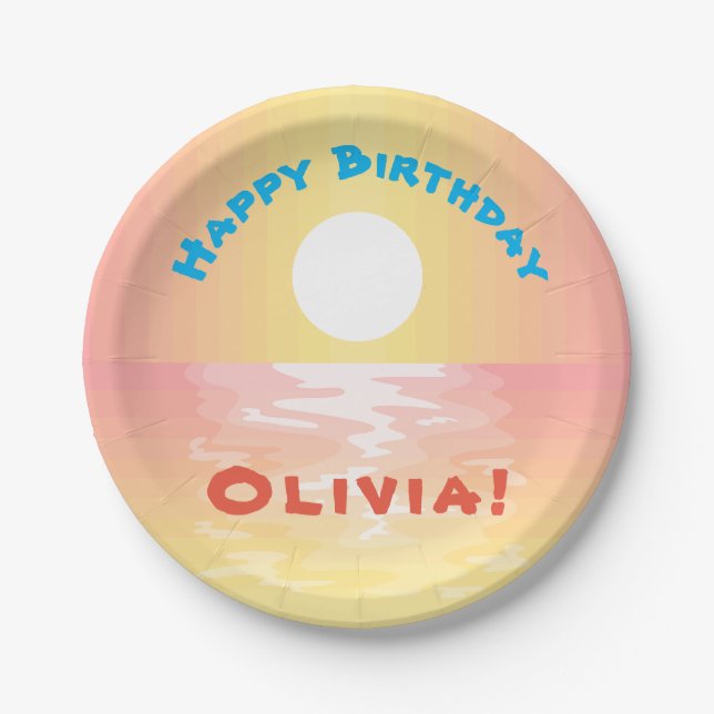 Custom Birthday Sunset Paper Plate (Front)