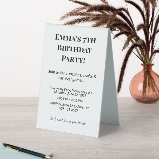 Custom Birthday Table Tent Sign (In SItu (Table))