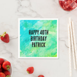 Custom Birthday Watercolor Tie Dye Napkin