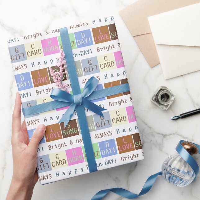 Custom Birthday Wish Squares Gift Wrapping Paper (Gifting)