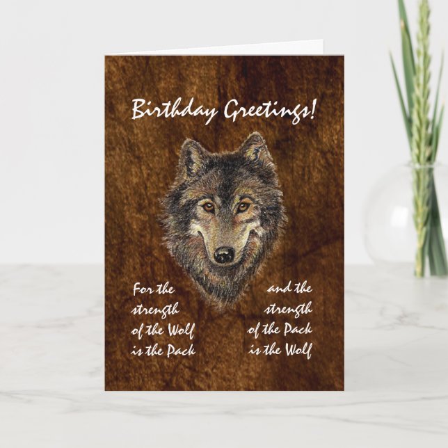 Custom Birthday -Wolf and Pack Quote Card (Front)